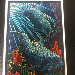 Lantern Press, Dolphins, Paper Mosaic, Postcard